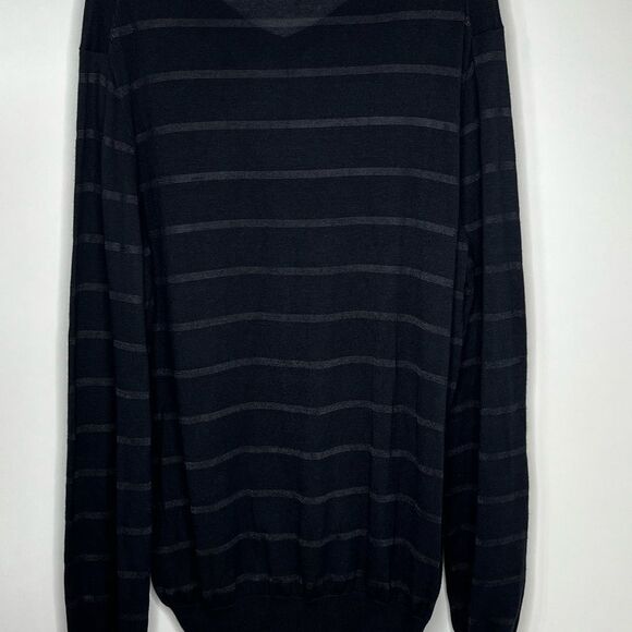 Marc Anthony Black Horizontal Striped Crew Neck Long Sleeve Sweater Men's XXL - Picture 3 of 6